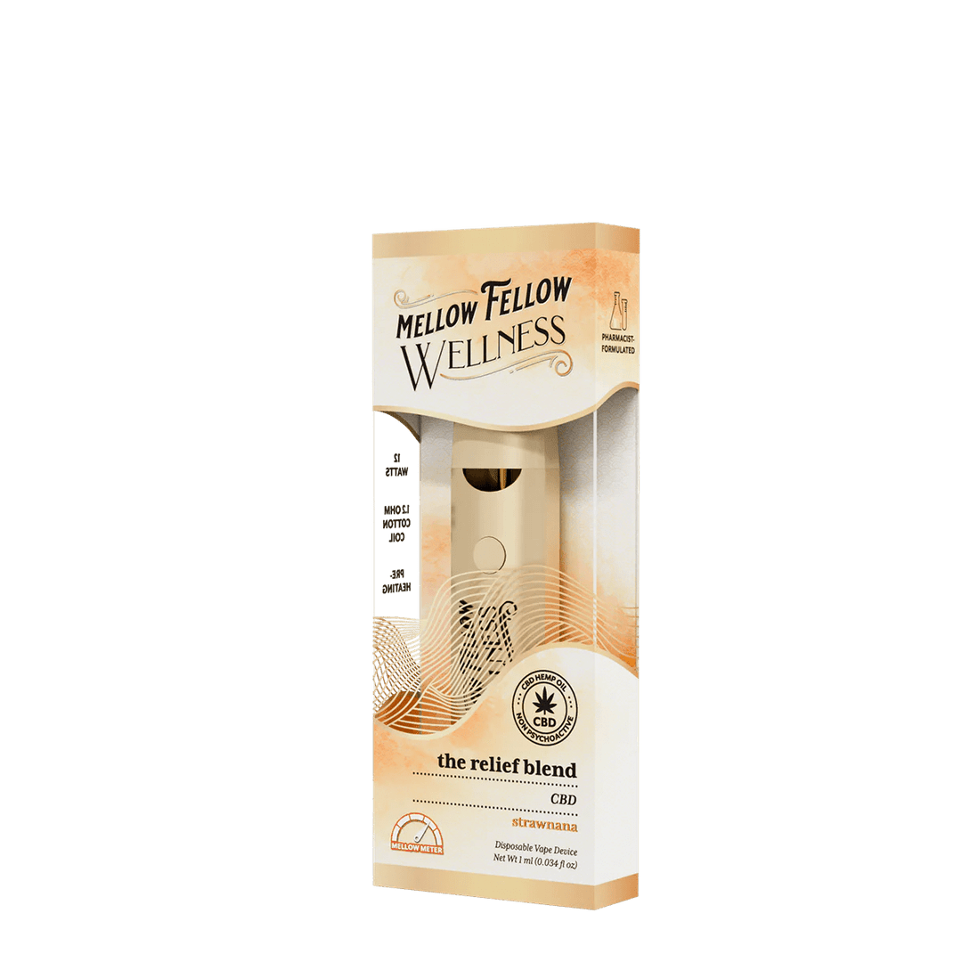 The Relief Blend - 1ml CBD Disposable Vape (Strawnana) - Mellow Fellow