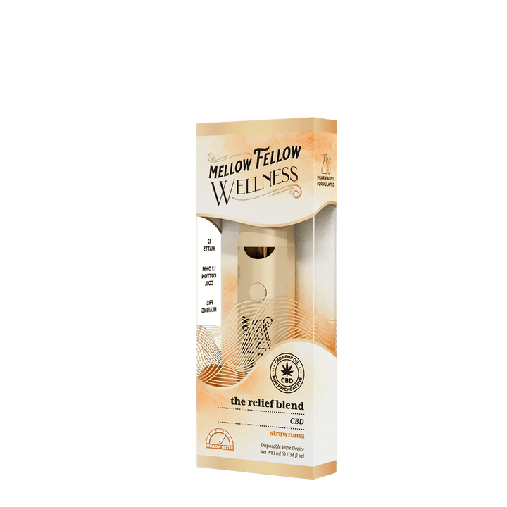 The Relief Blend - 1ml CBD Disposable Vape (Strawnana) - Mellow Fellow