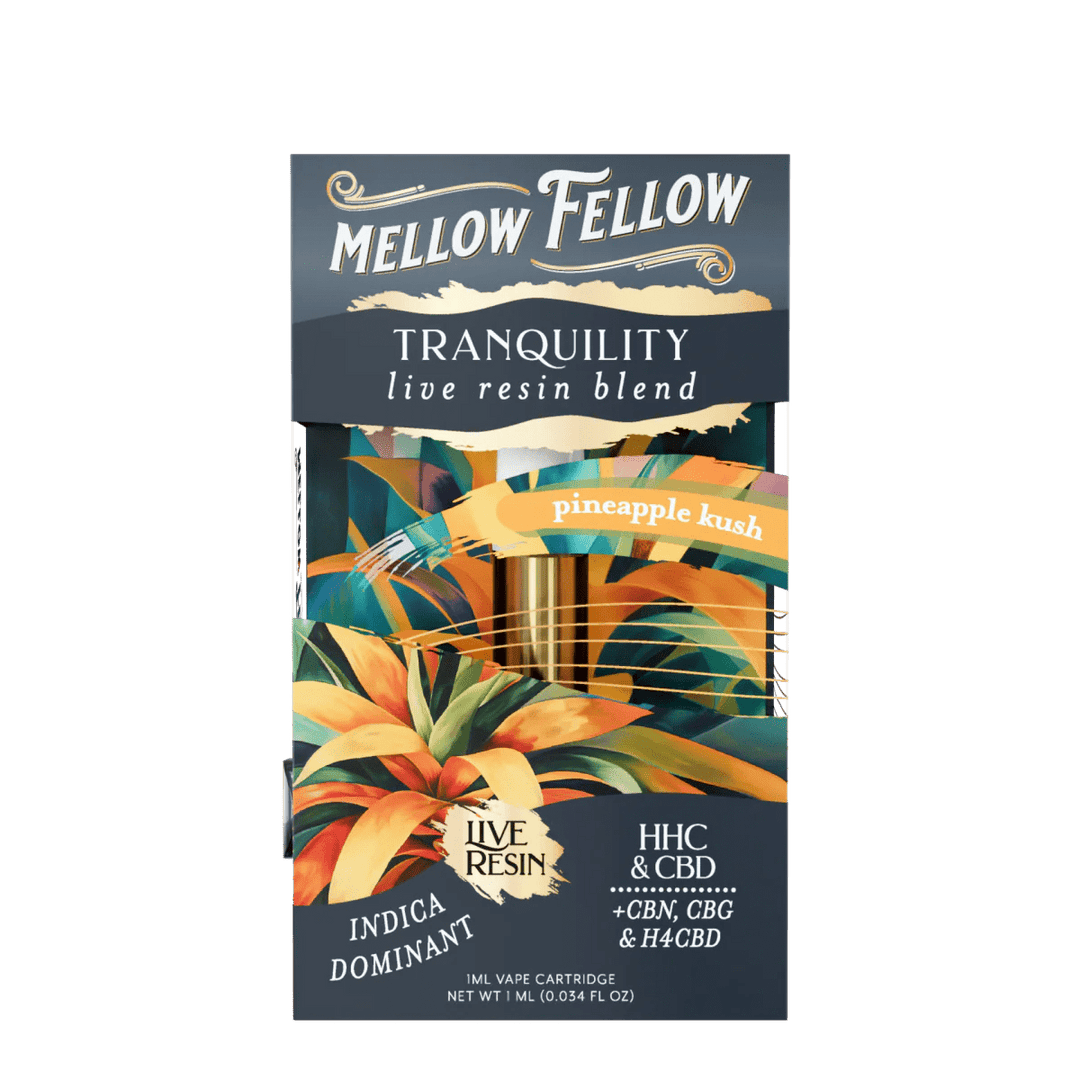 Tranquility Blend 1ml Live Resin Vape Cartridge - Pineapple Kush (Indica Dominant) - Mellow Fellow