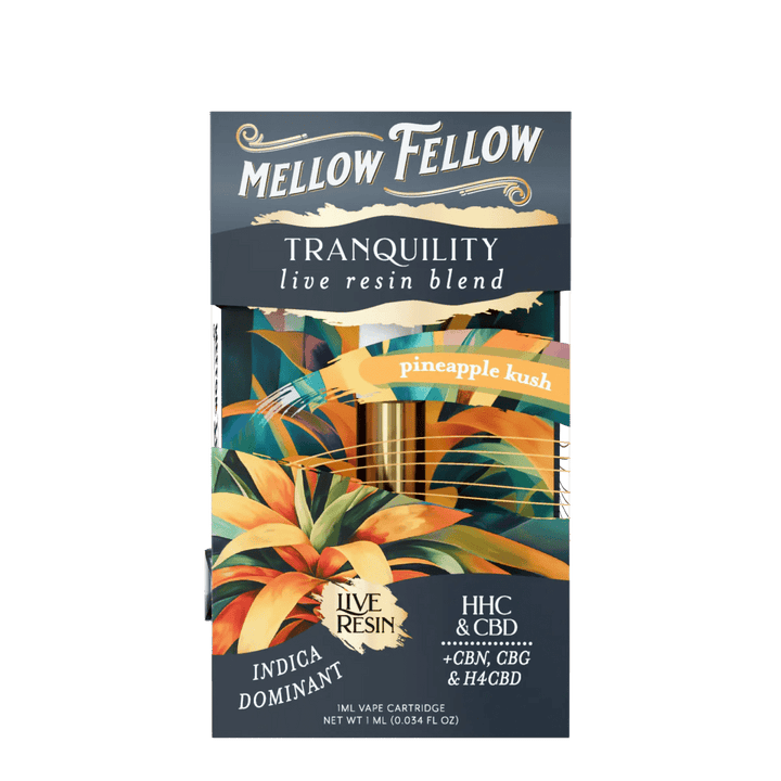 Tranquility Blend 1ml Live Resin Vape Cartridge - Pineapple Kush (Indica Dominant) - Mellow Fellow