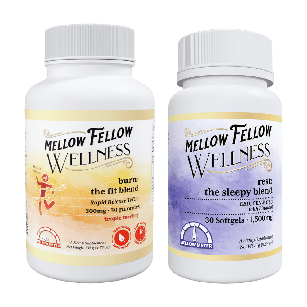 Burn Blend Gummy Jar / Rest Blend Softgel Jar - Mellow Fellow