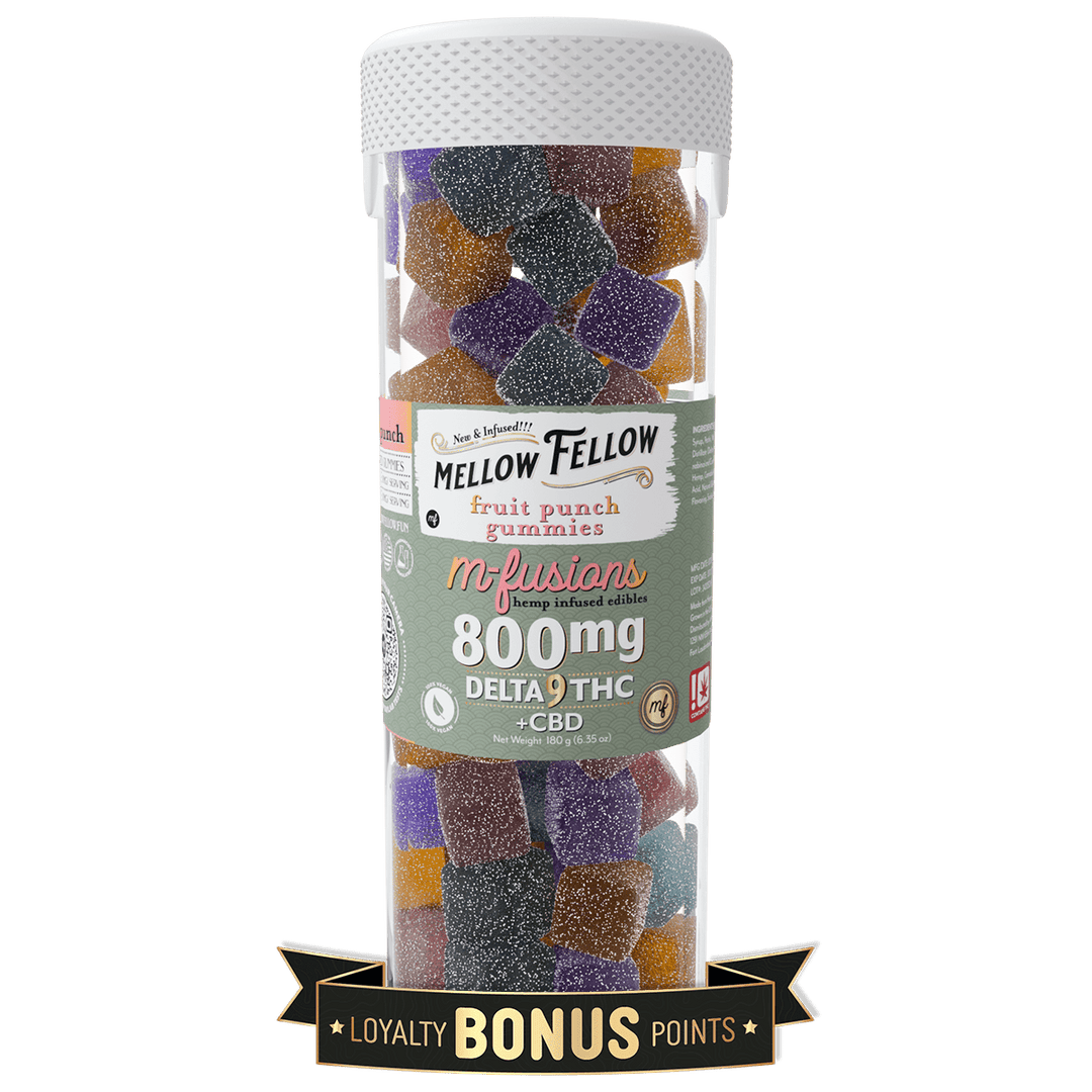 Delta 9 THC M - Fusions Fruit Punch Gummies - 40 Ct. 800mg - Mellow Fellow