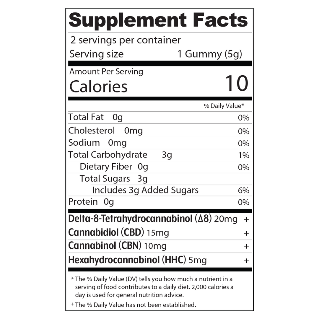 Dream Blend Fruit Punch 2 ct. Infused Gummies - Delta 8, HHC, CBD, CBN - Mellow Fellow
