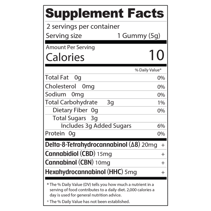 Dream Blend Fruit Punch 2 ct. Infused Gummies - Delta 8, HHC, CBD, CBN - Mellow Fellow