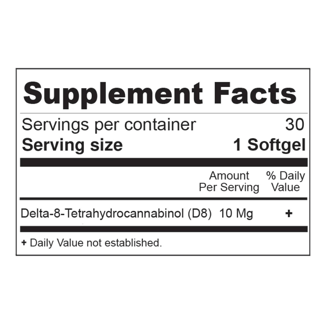 Softgel Capsules - 10mg - Delta 8 - 30 ct - Mellow Fellow