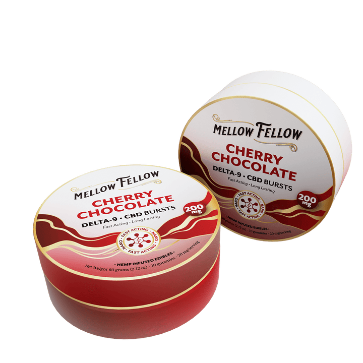 Delta 9 THC CBD Burst Nano Gummies 200mg - Cherry Chocolate - Mellow Fellow