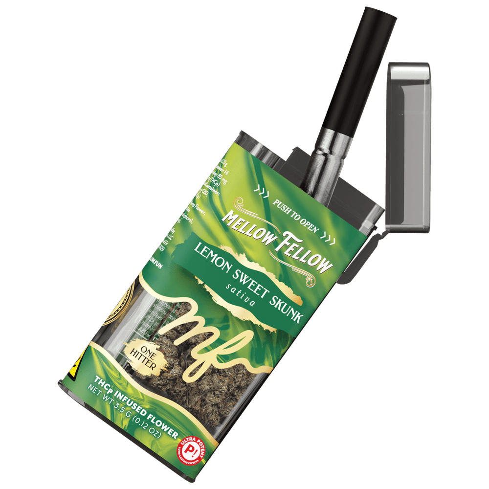 THCp 3.5g Infused Flower + One Hitter - Lemon Sweet Skunk (Sativa) - Mellow Fellow