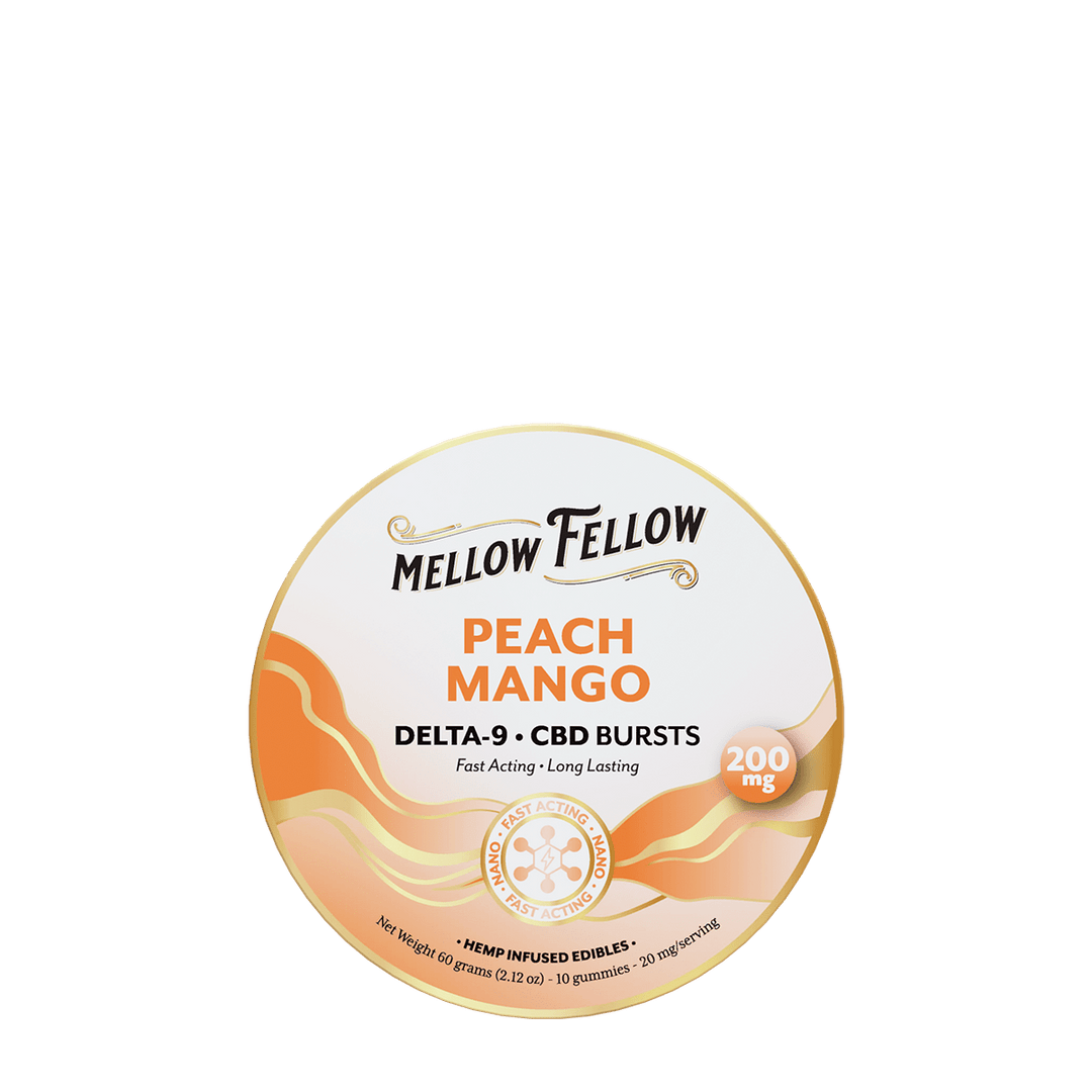 Delta 9 THC CBD Burst Nano Gummies 200mg - Peach Mango - Mellow Fellow