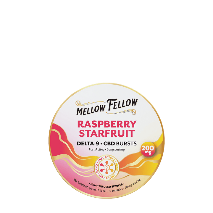 Delta 9 THC CBD Burst Nano Gummies 200mg - Raspberry Starfruit - Mellow Fellow