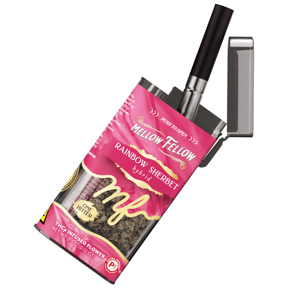 THCp 3.5g Infused Flower + One Hitter - Rainbow Sherbet (Hybrid) - Mellow Fellow