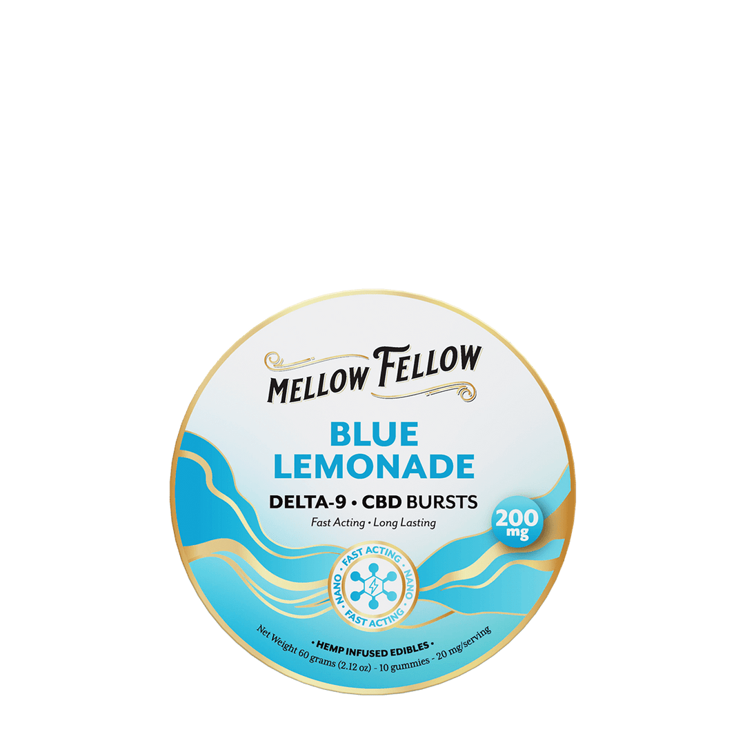 Delta 9 THC CBD Burst Nano Gummies 200mg - Blue Lemonade - Mellow Fellow