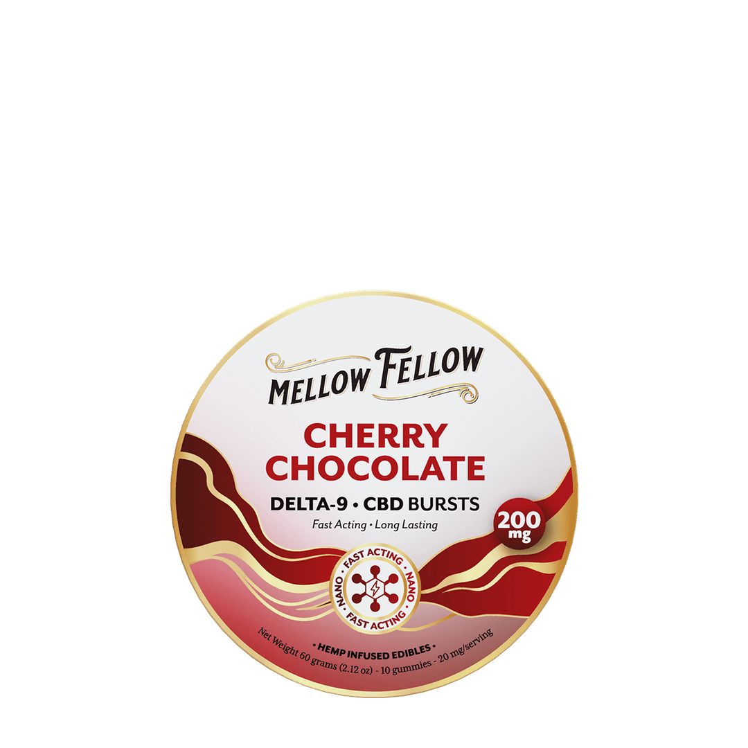 Delta 9 THC CBD Burst Nano Gummies 200mg - Cherry Chocolate - Mellow Fellow