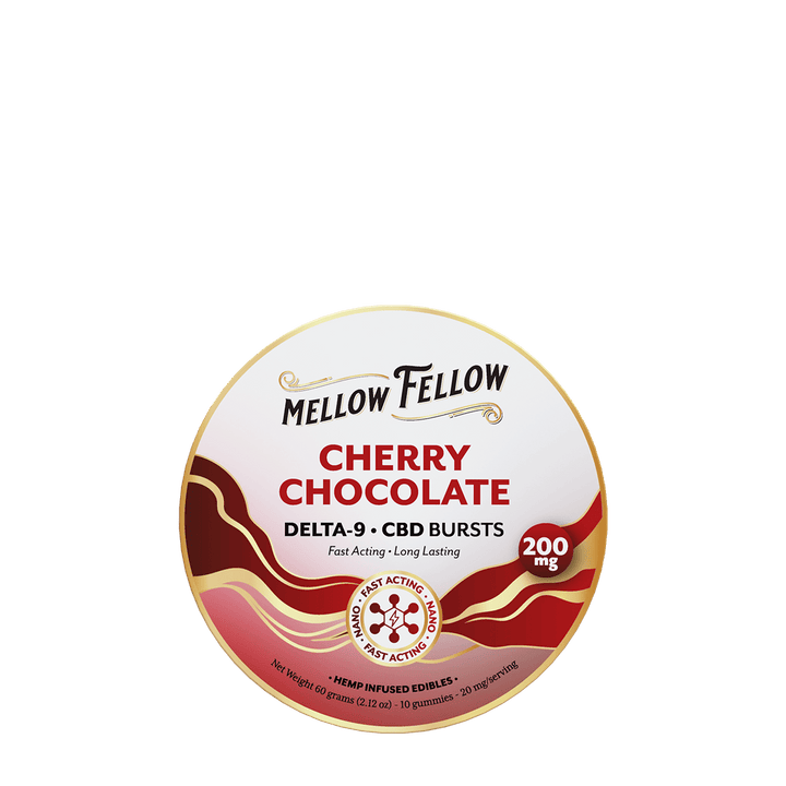 Delta 9 THC CBD Burst Nano Gummies 200mg - Cherry Chocolate - Mellow Fellow