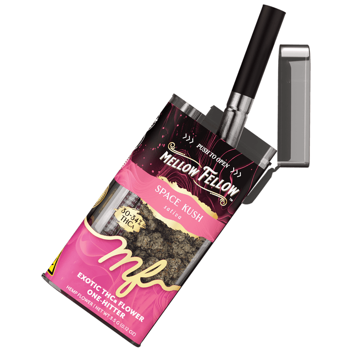 THCa 3.5g Exotic Flower + One Hitter - Space Kush (Sativa) - Mellow Fellow