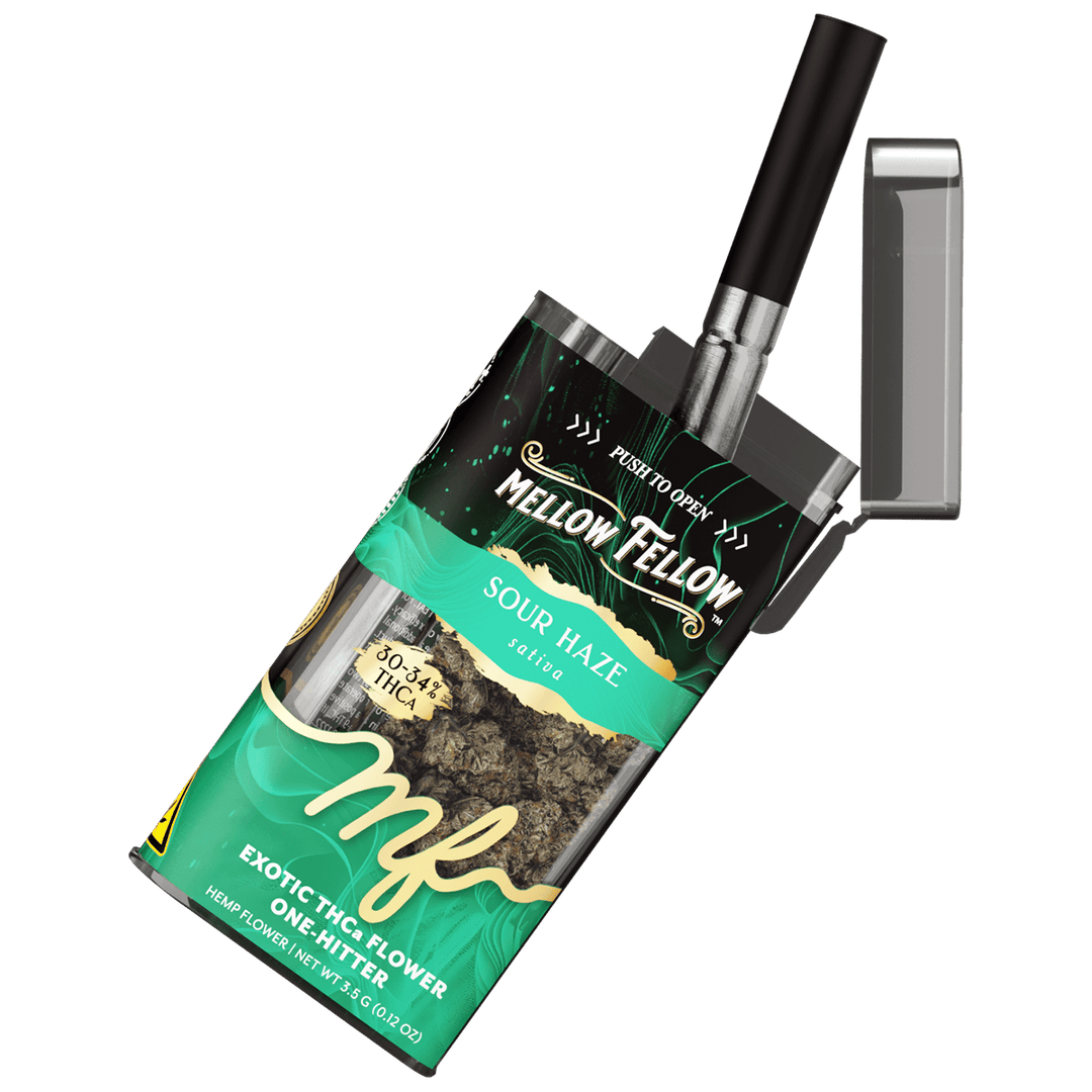 THCa 3.5g Exotic Flower + One Hitter - Sour Haze (Sativa) - Mellow Fellow