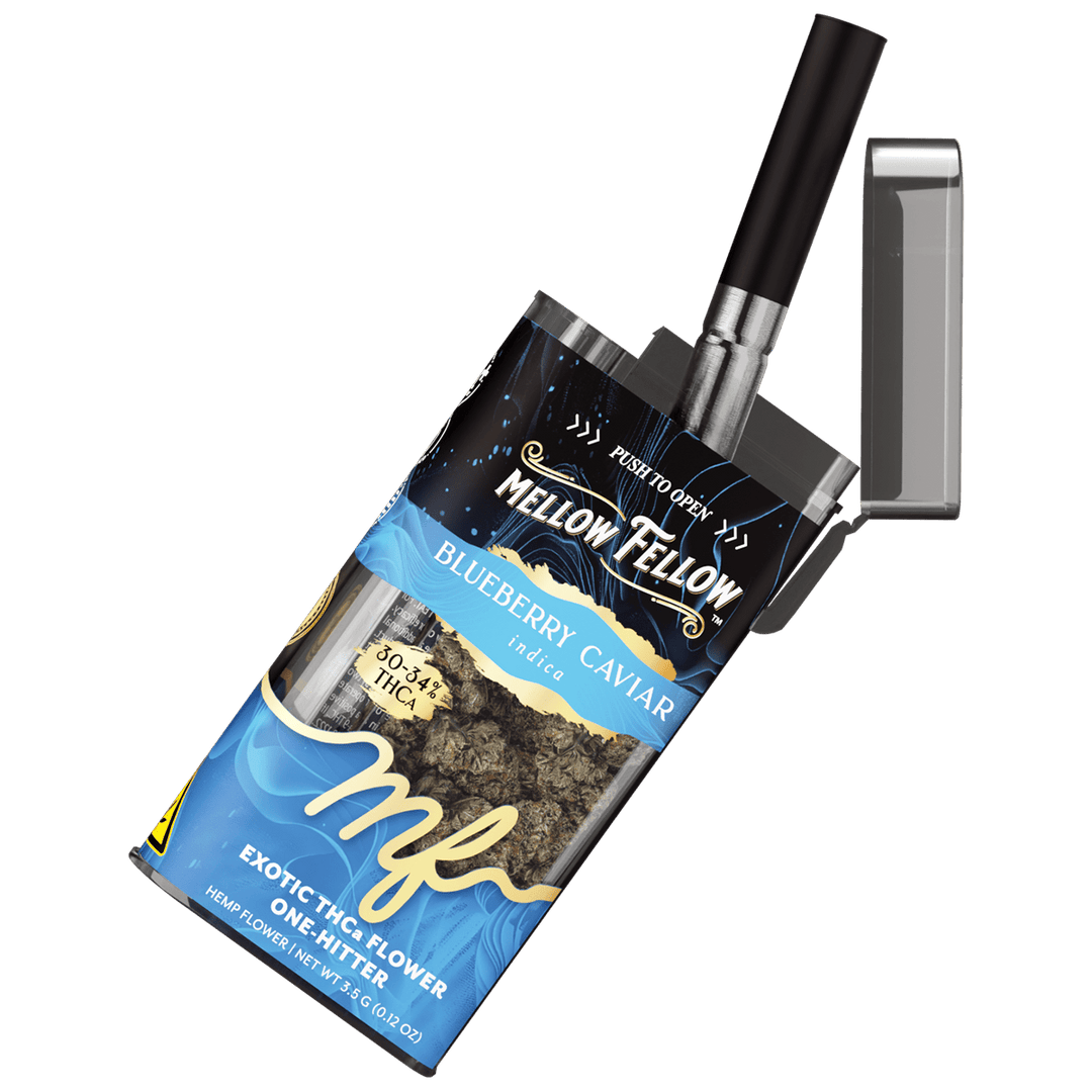 THCa 3.5g Exotic Flower + One Hitter - Blueberry Caviar (Indica) - Mellow Fellow