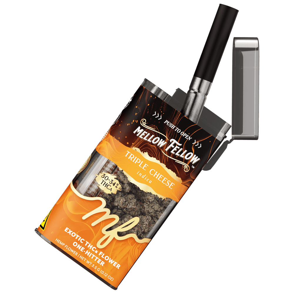 THCa 3.5g Exotic Flower + One Hitter - Triple Cheese (Indica) - Mellow Fellow