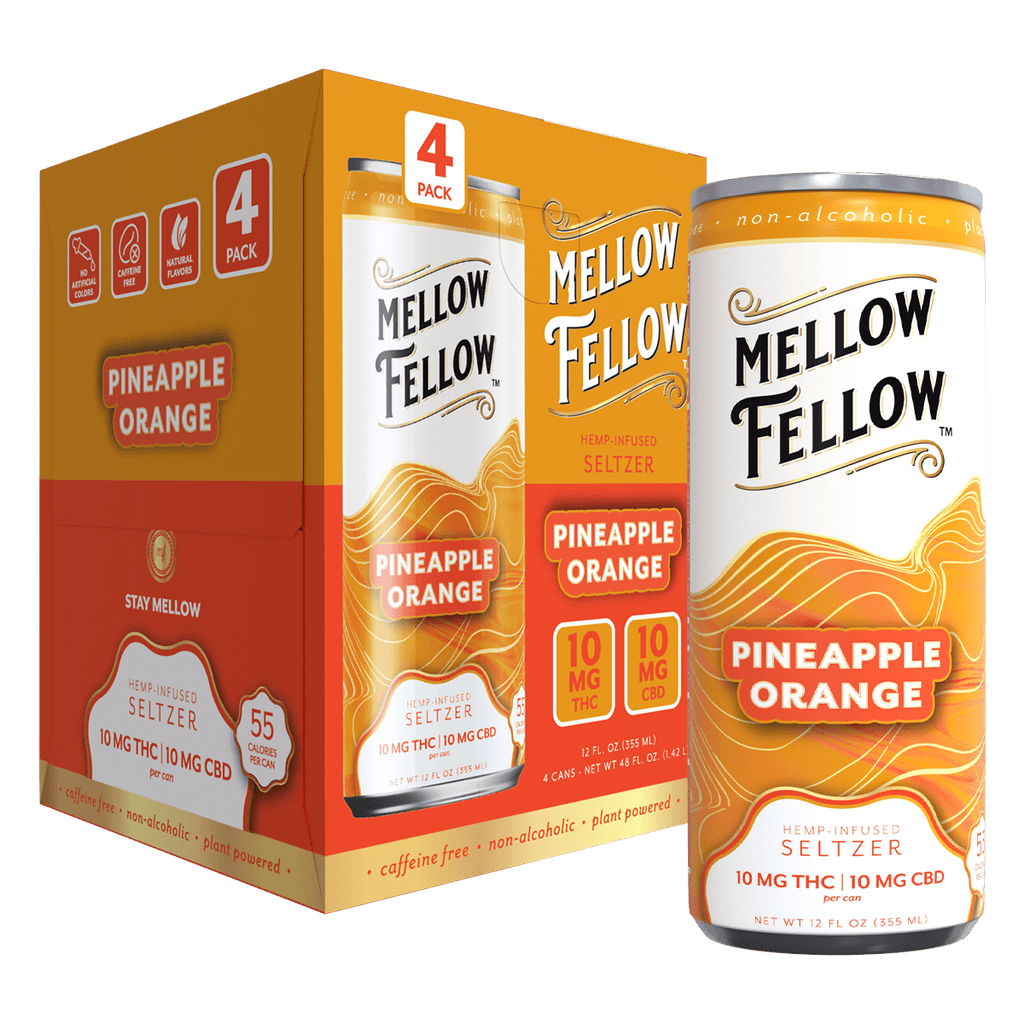 Delta 9 THC + CBD Seltzer Beverage 20MG - Pineapple Orange 4 Pack