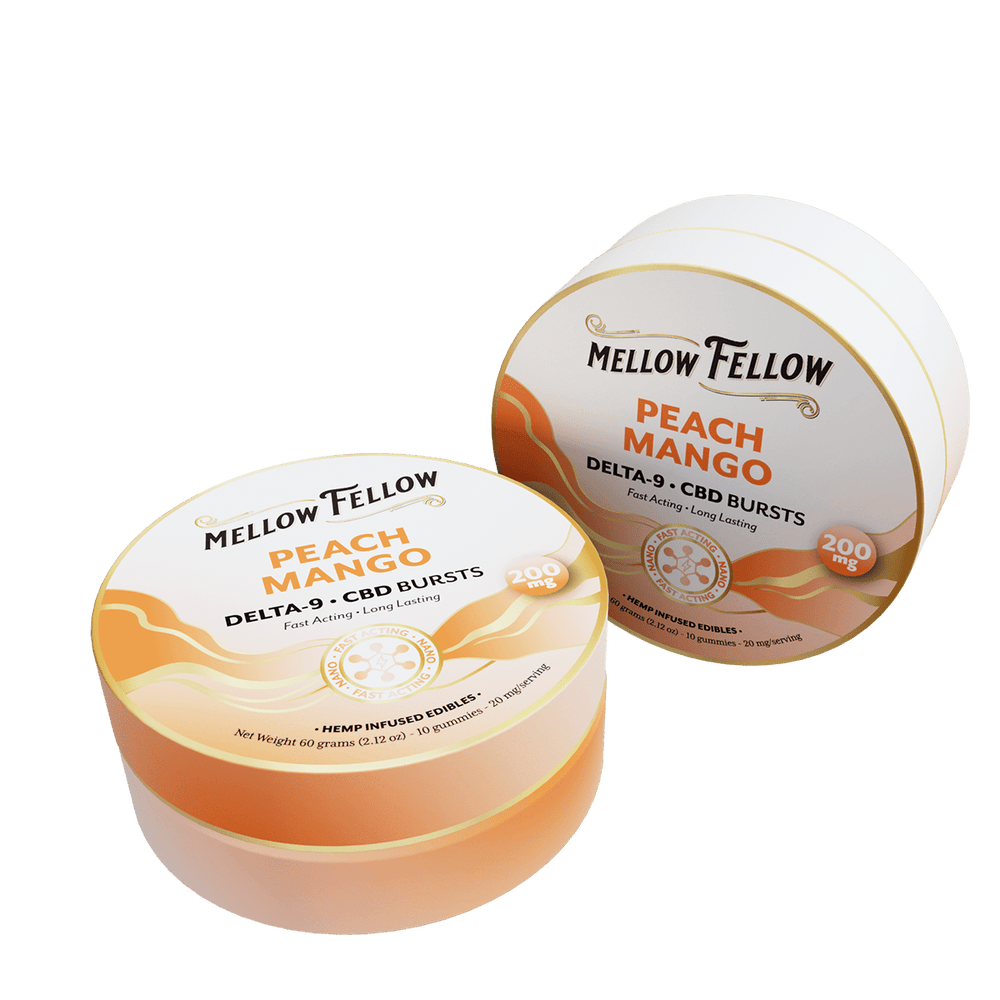 Delta 9 THC CBD Burst Nano Gummies 200mg - Peach Mango - Mellow Fellow