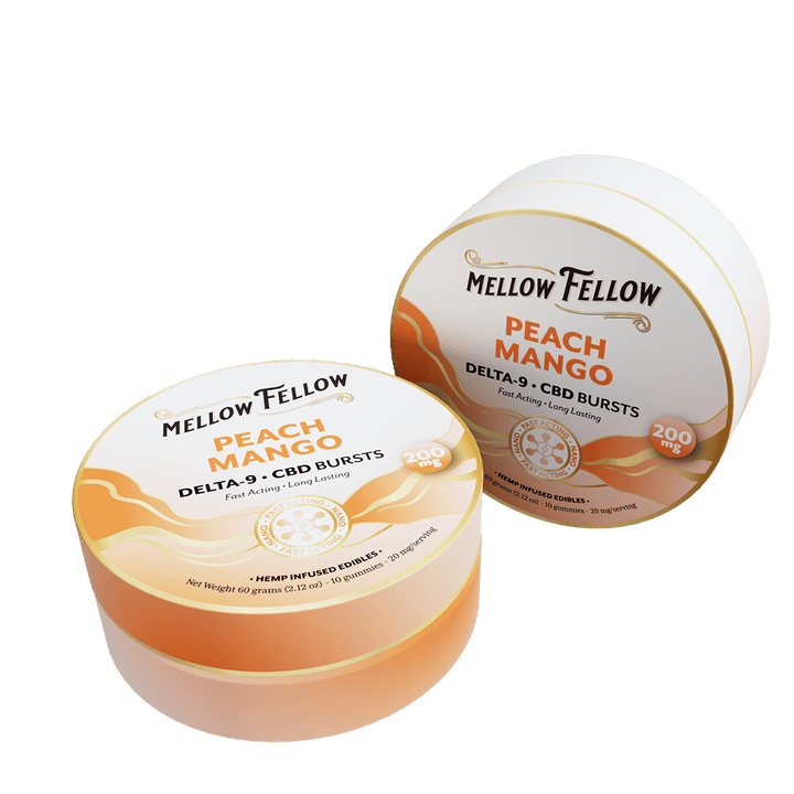 Delta 9 THC CBD Burst Nano Gummies 200mg - Peach Mango - Mellow Fellow