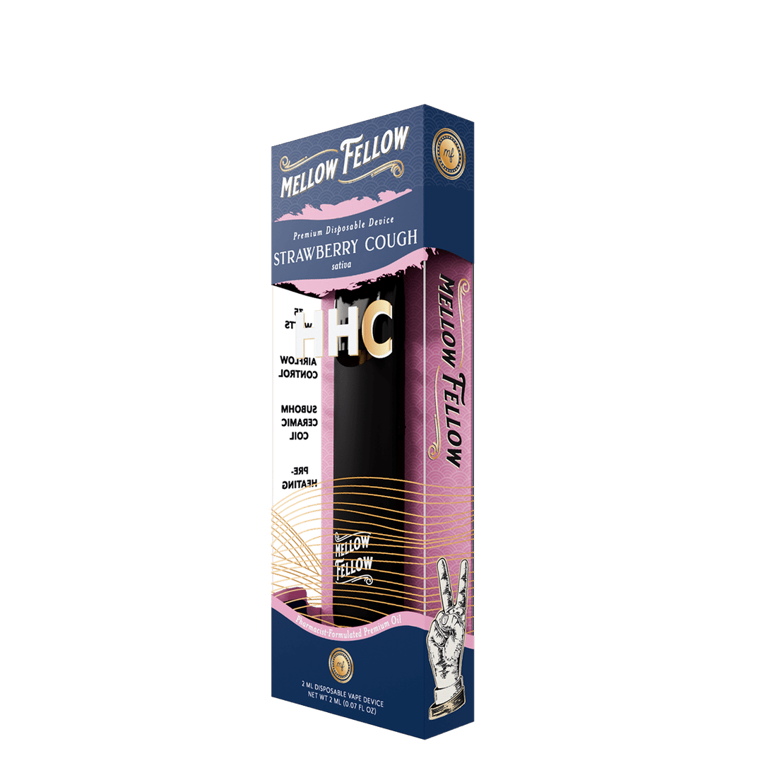 HHC Premium 2ml Disposable Vape - Strawberry Cough (Sativa) - Mellow Fellow