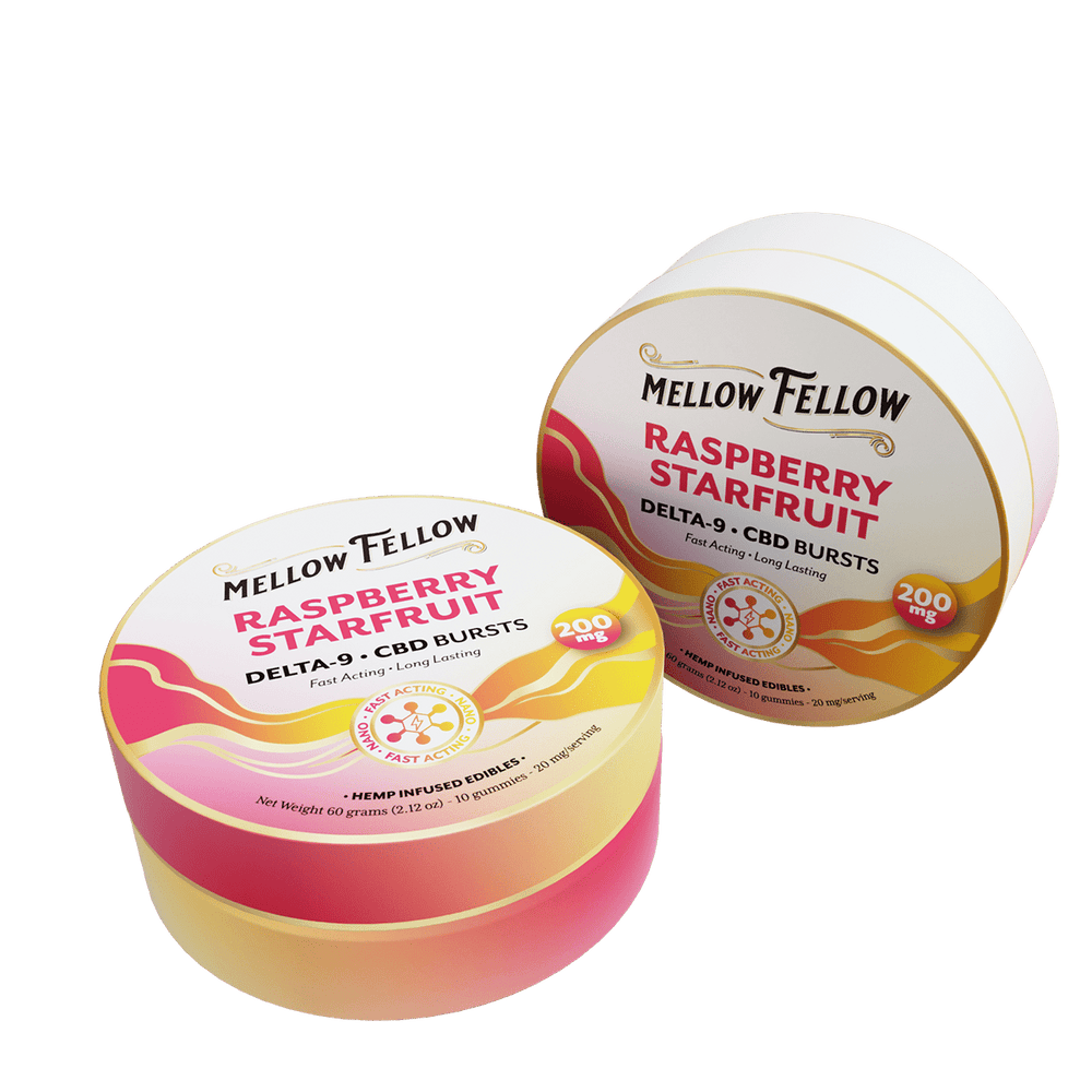 Delta 9 THC CBD Burst Nano Gummies 200mg - Raspberry Starfruit - Mellow Fellow