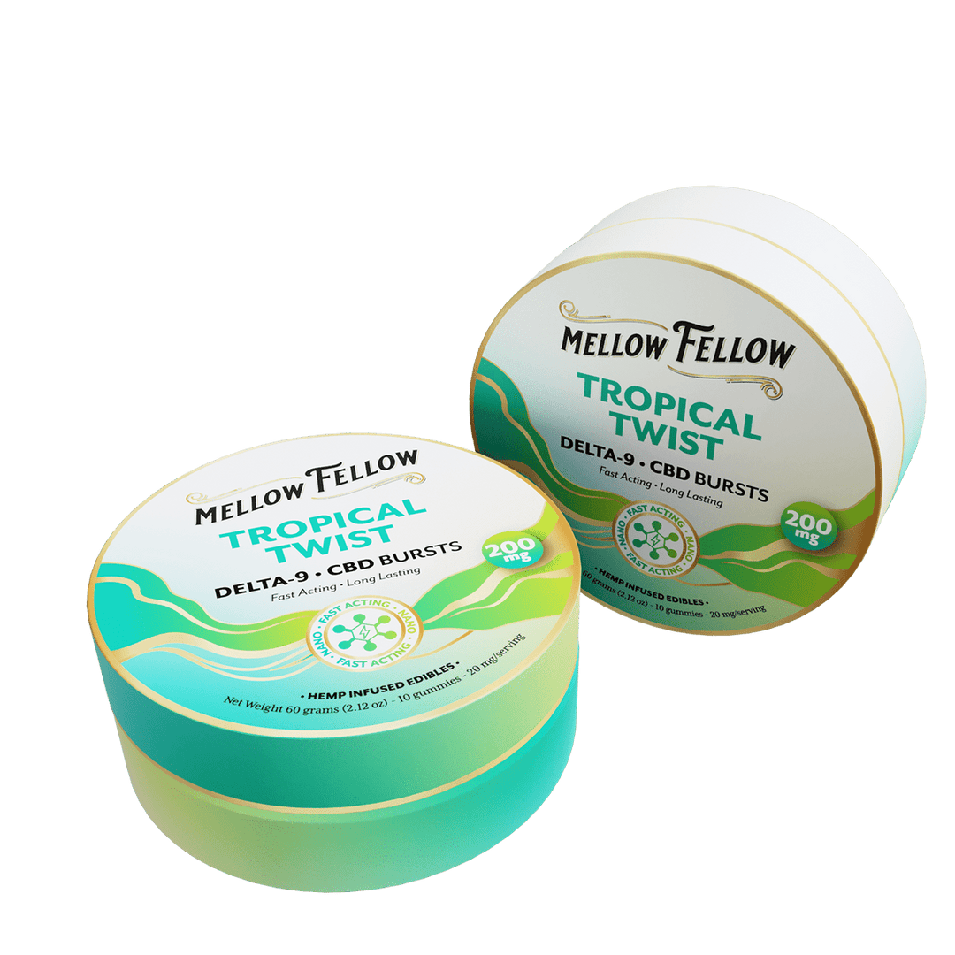 Delta 9 THC CBD Burst Nano Gummies 200mg - Tropical Twist - Mellow Fellow