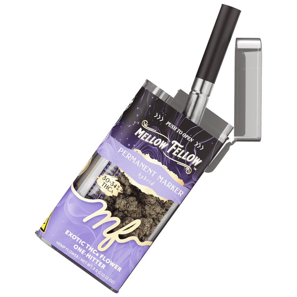 THCa Flower 3.5g Exotic Jar + One Hitter - Permanent Marker (Hybrid) - Mellow Fellow