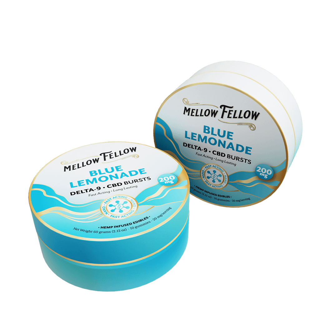 Delta 9 THC CBD Burst Nano Gummies 200mg - Blue Lemonade - Mellow Fellow
