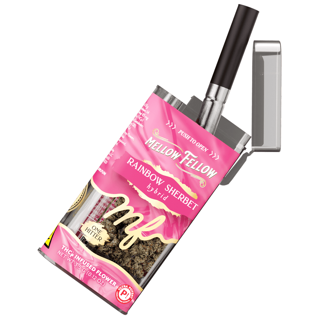 THCp Flower 3.5g Exotic Jar + One Hitter - Rainbow Sherbet (Hybrid)