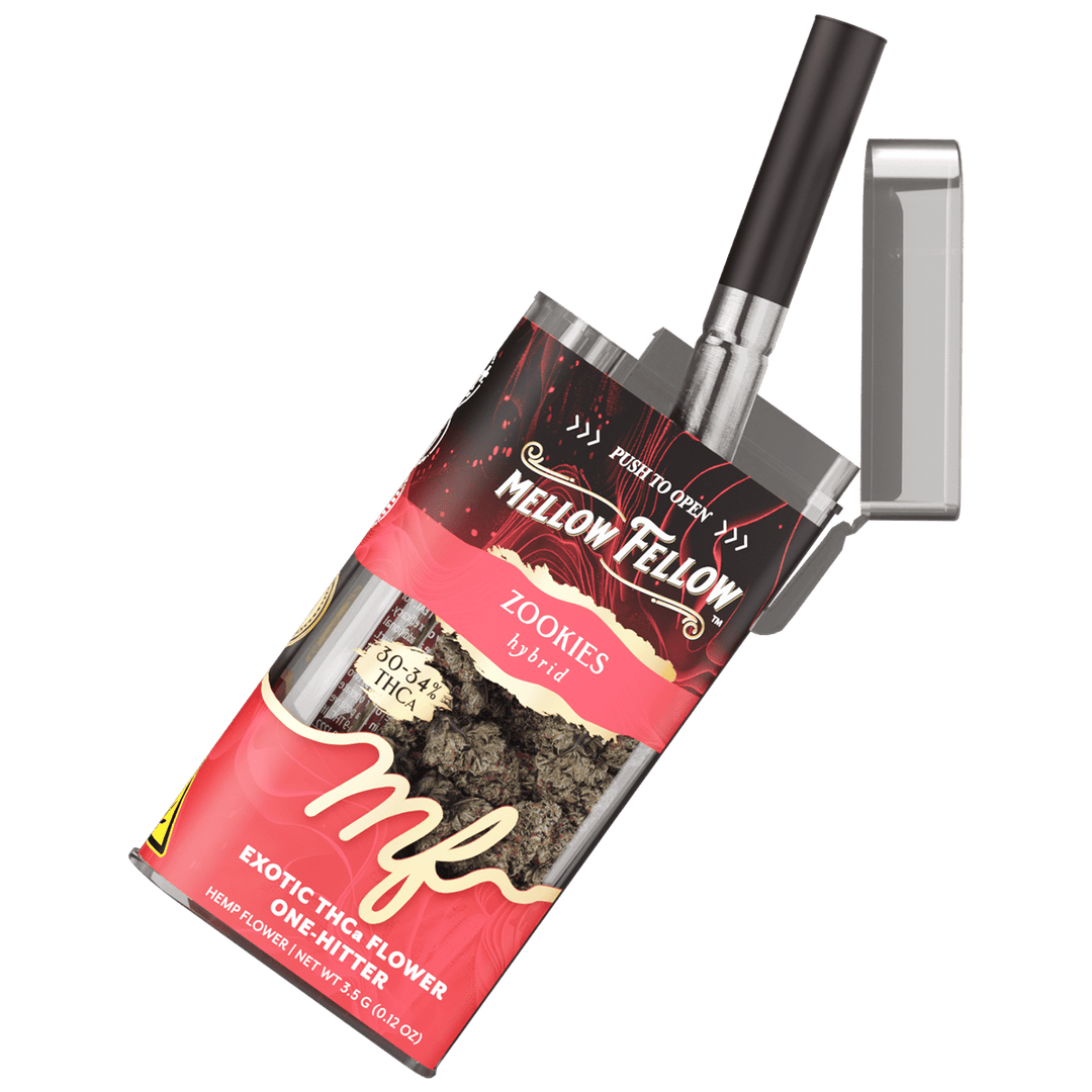 THCa Flower 3.5g Exotic Jar + One Hitter - Zookies (Hybrid) - Mellow Fellow