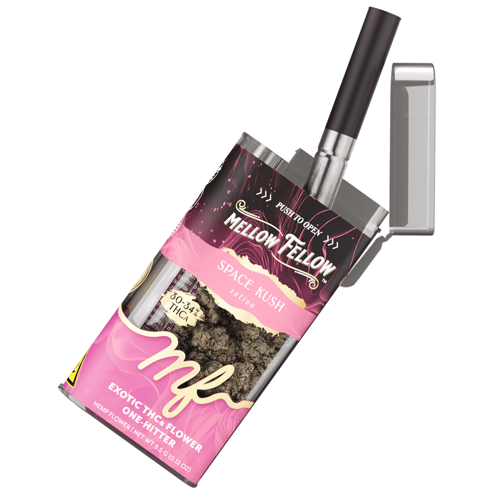 THCa Flower 3.5g Exotic Jar + One Hitter - Space Kush (Sativa) - Mellow Fellow