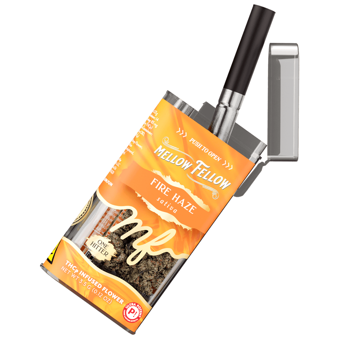 THCp Flower 3.5g Exotic Jar + One Hitter - Fire Haze (Sativa) - Mellow Fellow