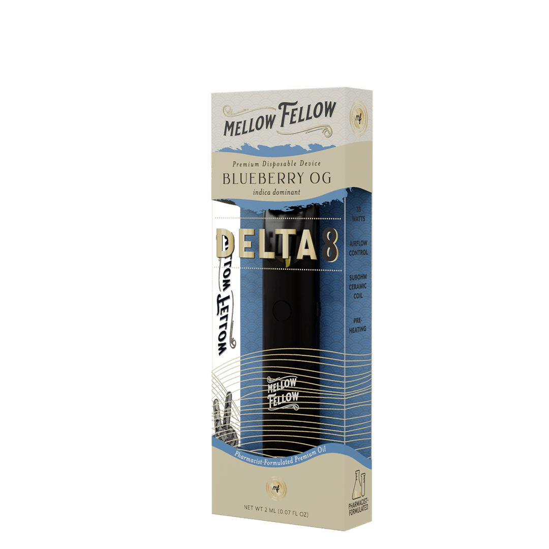 Delta 8 Premium 2ML Disposable Vape - Blueberry OG (Indica Dominant) - Mellow Fellow