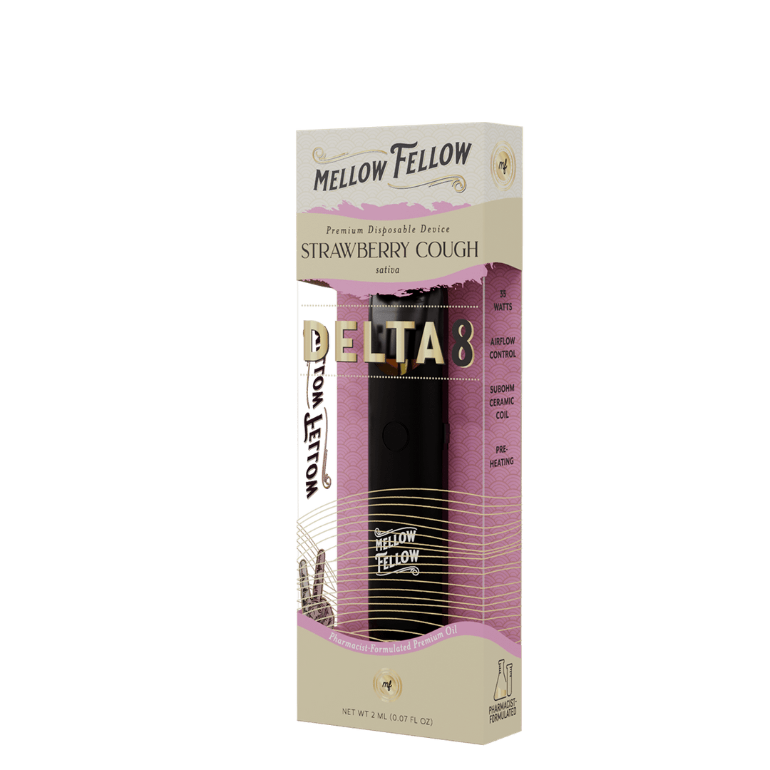 Delta 8 Premium 2ML Disposable Vape - Strawberry Cough (Sativa) - Mellow Fellow