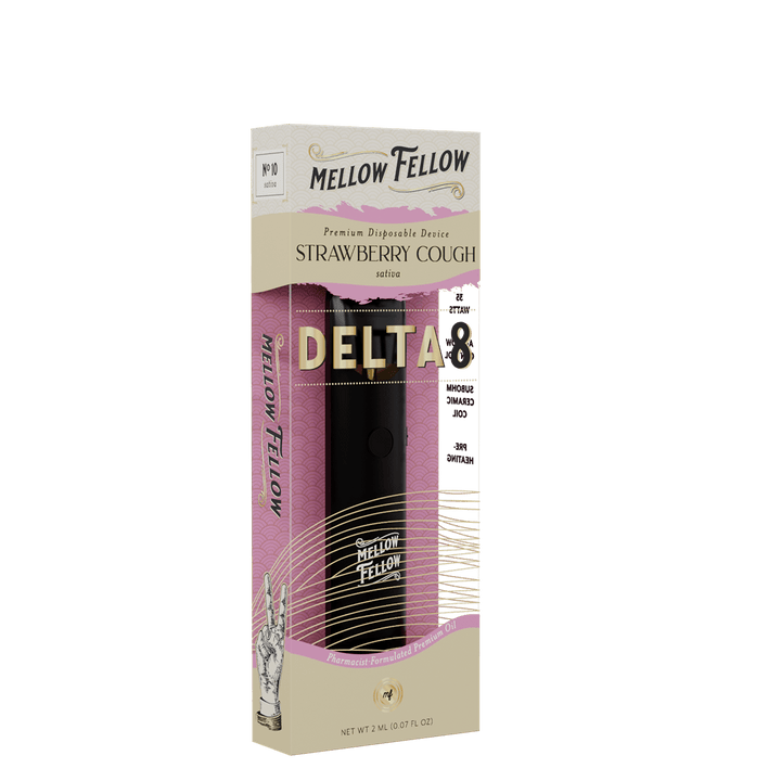 Delta 8 Premium 2ML Disposable Vape - Strawberry Cough (Sativa) - Mellow Fellow