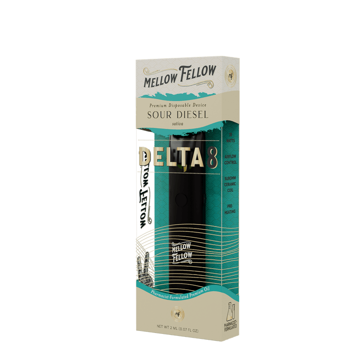 Delta 8 Premium 2ML Disposable Vape - Sour Diesel (Sativa) - Mellow Fellow