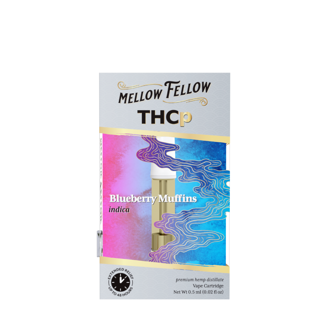 THCp 0.5ml Vape Cartridge - Blueberry Muffins (Indica) - Mellow Fellow