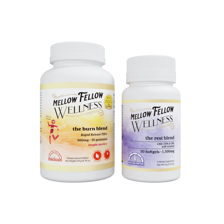 Burn Blend Gummy Jar / Rest Blend Softgel Jar - Mellow Fellow
