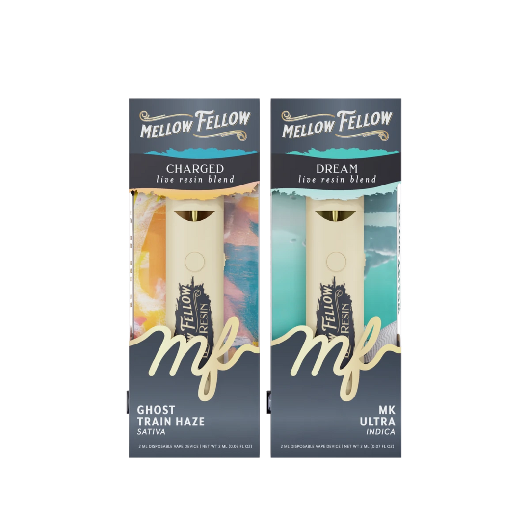 Charged (Ghost Train Haze) & Dream (Mk Ultra) 2ml Live Resin Disposable Vape Day/Night Bundle (Sativa/Indica)