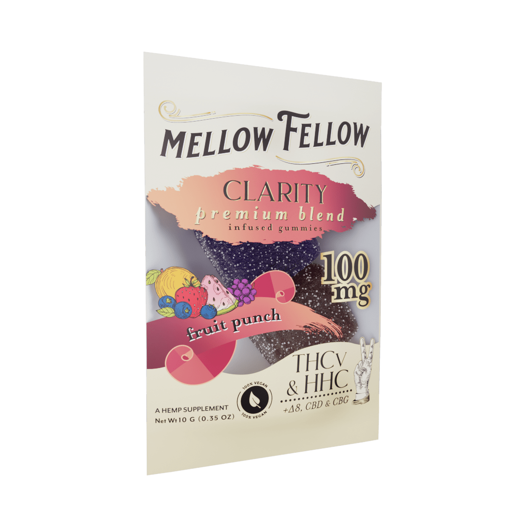 Clarity Blend Fruit Punch 2 ct. Infused Gummies - THCv, HHC, Delta 8, CBD, CBG - Mellow Fellow