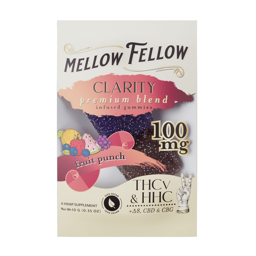 Clarity Blend Fruit Punch 2 ct. Infused Gummies - THCv, HHC, Delta 8, CBD, CBG - Mellow Fellow