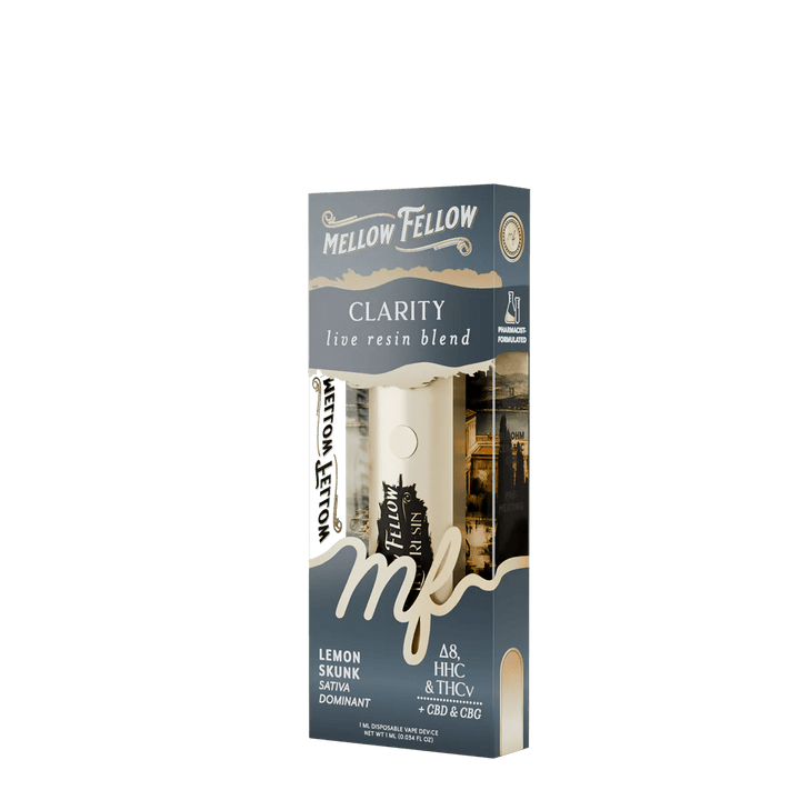 Clarity Blend - Destination: Athens - Live Resin 1ml Disposable Vape - Lemon Skunk (Sativa Dominant) - Mellow Fellow
