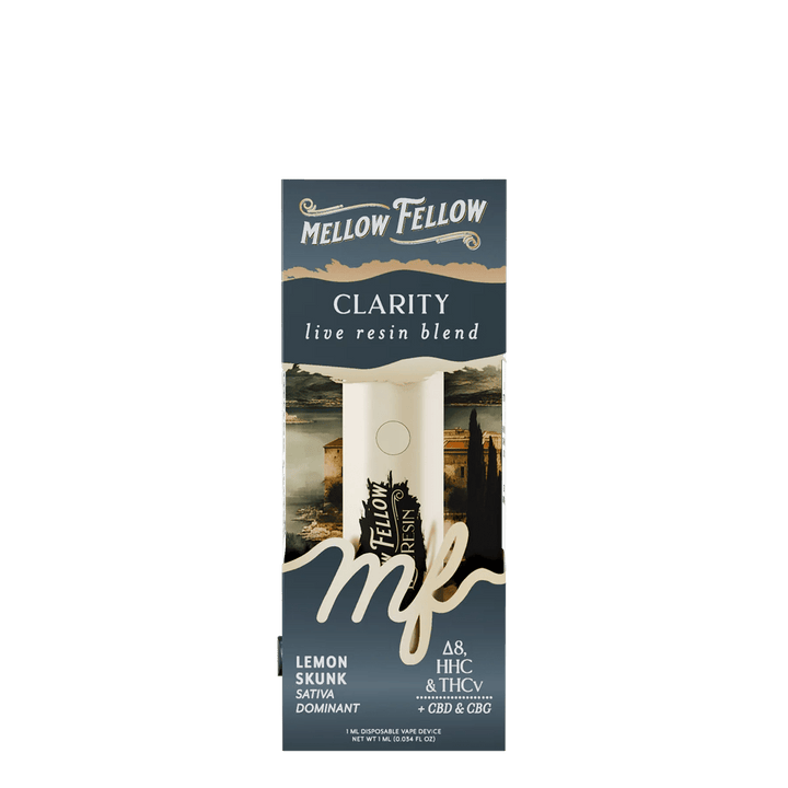 Clarity Blend - Destination: Athens - Live Resin 1ml Disposable Vape - Lemon Skunk (Sativa Dominant) - Mellow Fellow