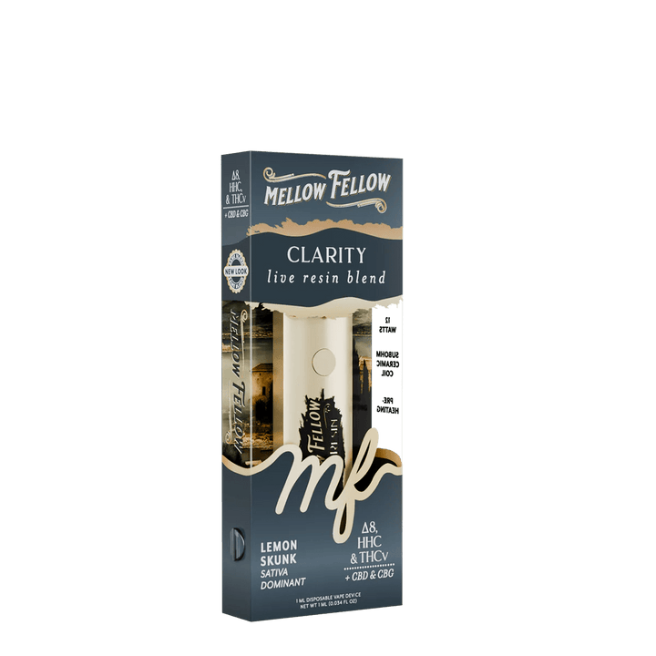 Clarity Blend - Destination: Athens - Live Resin 1ml Disposable Vape - Lemon Skunk (Sativa Dominant) - Mellow Fellow