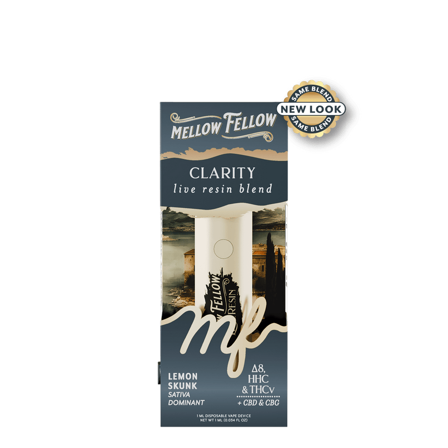 Clarity Blend - Destination: Athens - Live Resin 1ml Disposable Vape - Lemon Skunk (Sativa Dominant) - Mellow Fellow