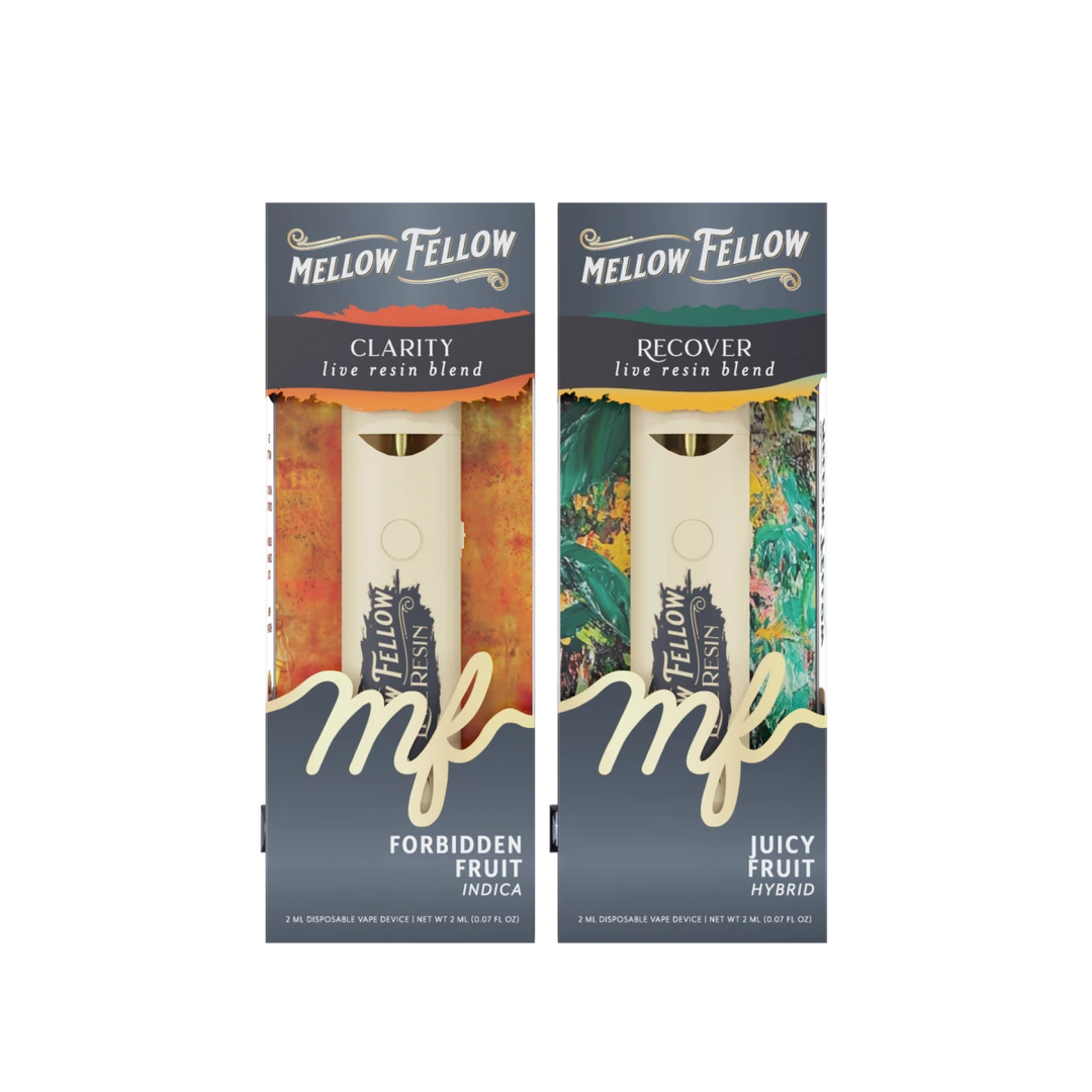Clarity (Forbidden Fruit) & Recover (Juicy Fruit) 2ml Live Resin Disposable Vape - Day/Night Bundle (Indica/Hybrid)