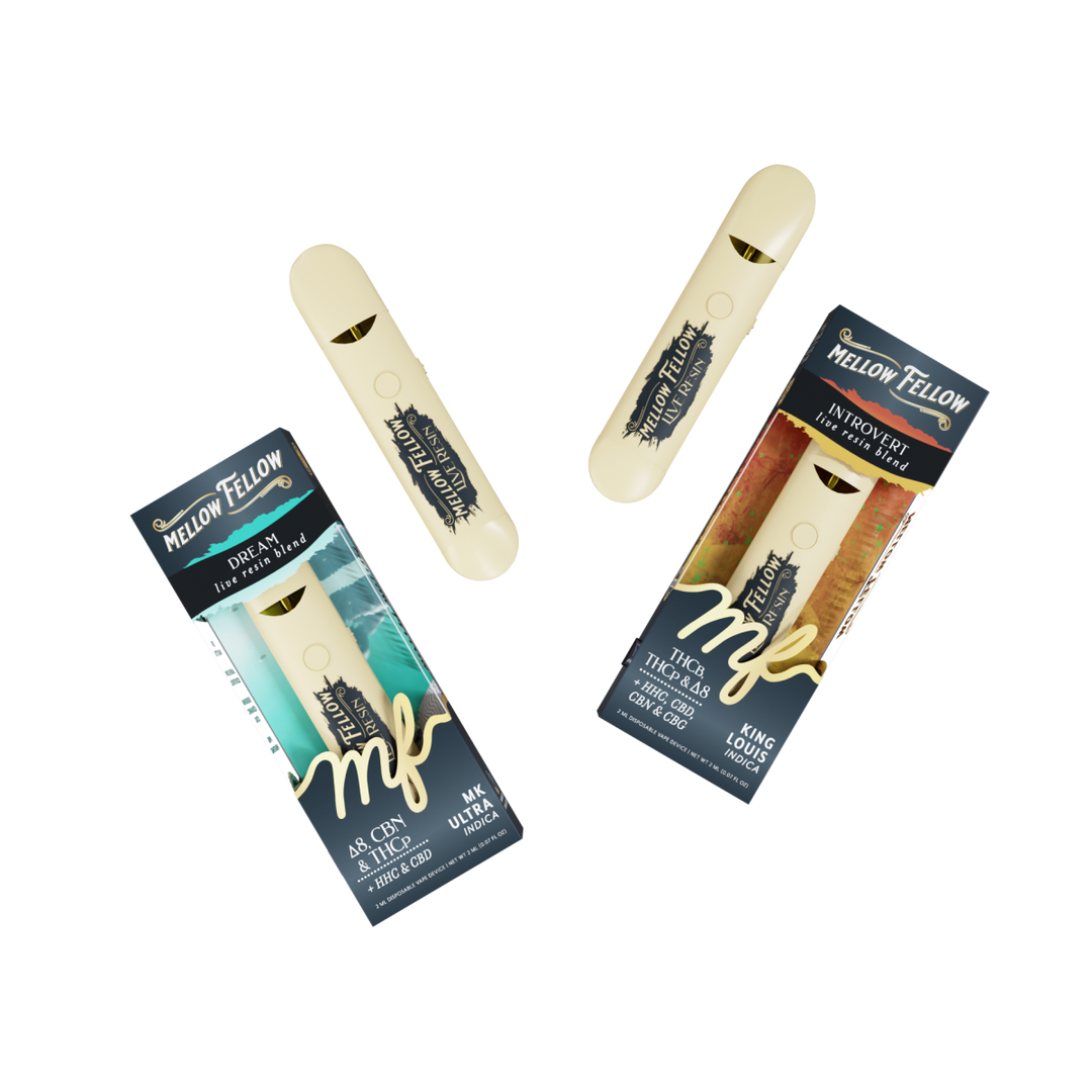 The Cozy Collection - Dream MK Ultra (Indica) and Introvert King Louis (Indica) - 2 Pk 2ml Disposable Vapes - Mellow Fellow