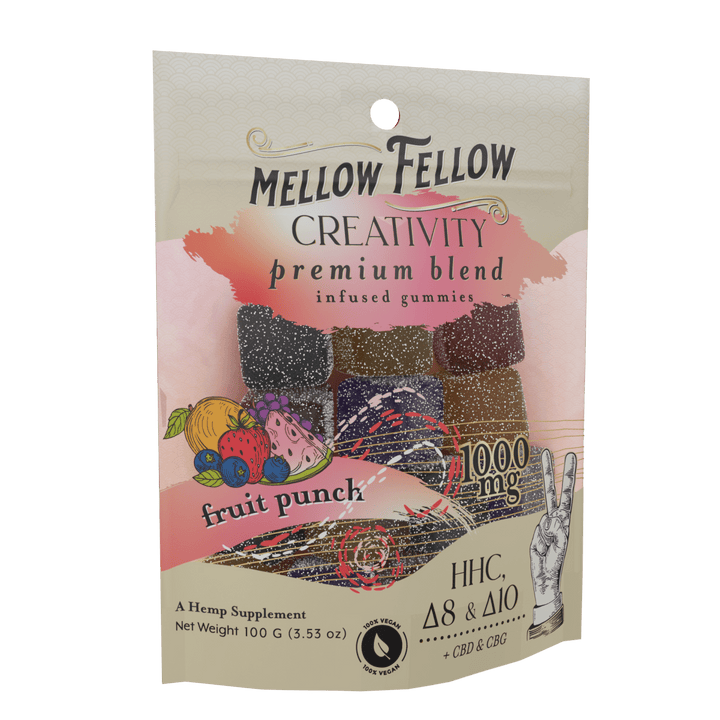 CBD, CBG, HHC, D8, D10 Mellow Fellow M-fusion edible gummies Creativity Blend 1000mg