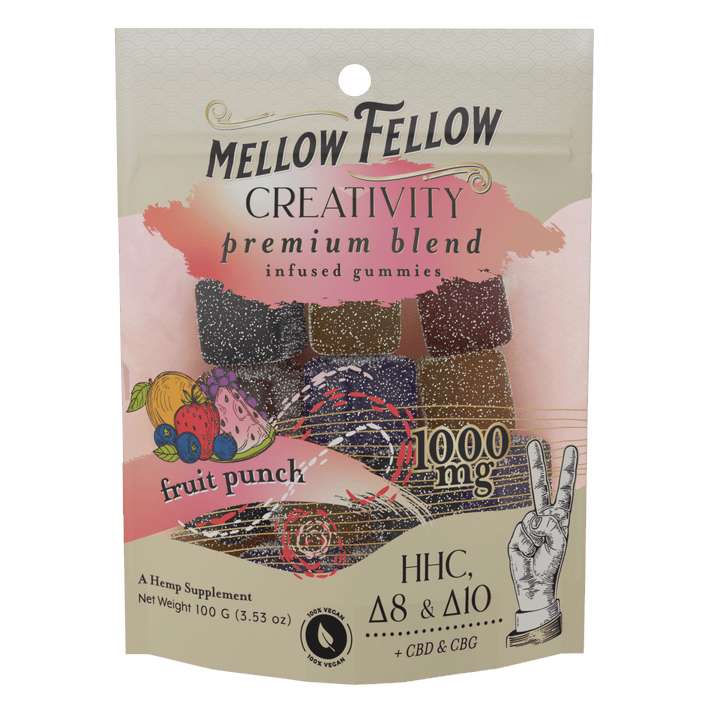 CBD, CBG, HHC, D8, D10 Mellow Fellow M-fusion edible gummies Creativity Blend 1000mg